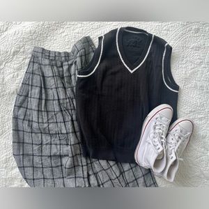 VINTAGE EDDIE BAUER plaid maxi fall skirt %100 cotton size S/M 8 WITH POCKETS